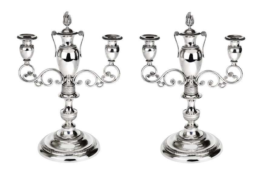 Couple candelabrum silver Genoa (ITA) 1824-1873 Selezione Zanolli
