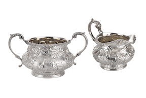 Zuccheriera e lattiera argento 577 grammi Londra (GB) 1828-1829 Selezione Zanolli