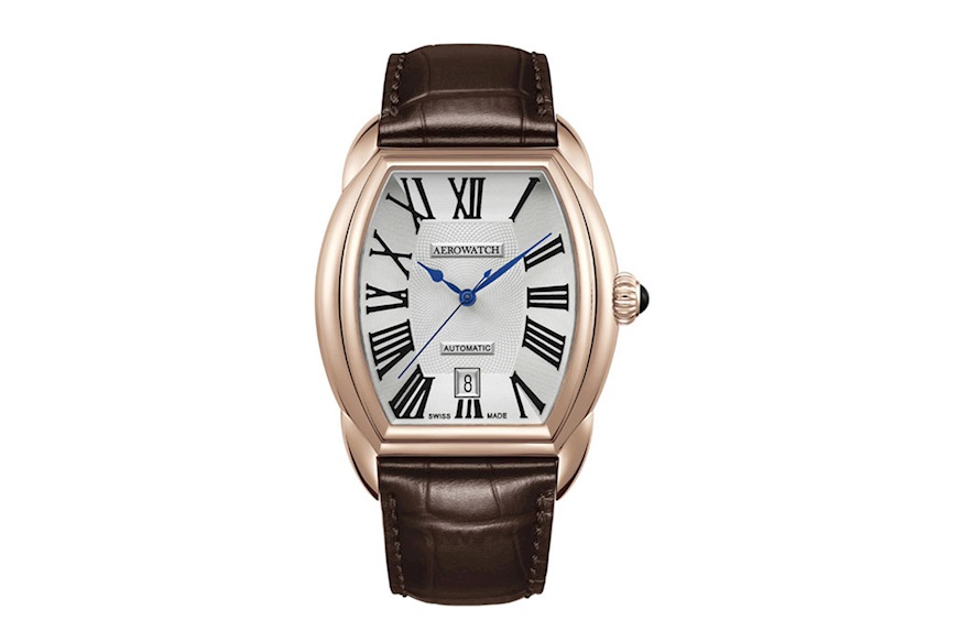Orologio da polso uomo acciaio con cinturino in pelle Aerowatch