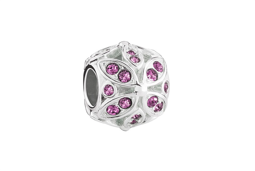 Charm Colori argento Fiore con luce ametista Chamilia