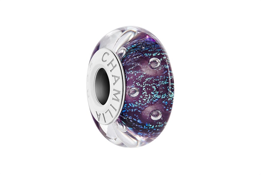 Charm Colori argento Murano nero frizzante Chamilia