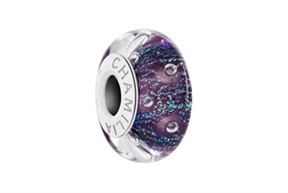 Charm Colori argento Murano nero frizzante