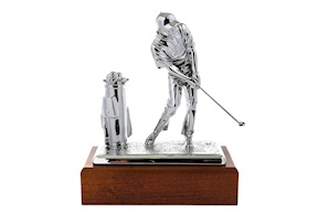 Trophy The Golfer with wooden base Selezione Zanolli