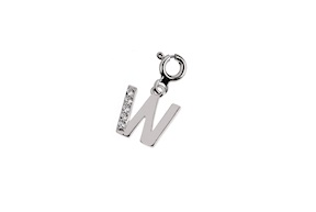 Ciondolo Lettera W argento con zirconi bianchi Selezione Zanolli