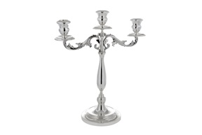 Candelabro argento a tre fiamme in stile Barocco