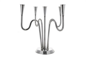 Candlestick silver modern five flames Selezione Zanolli