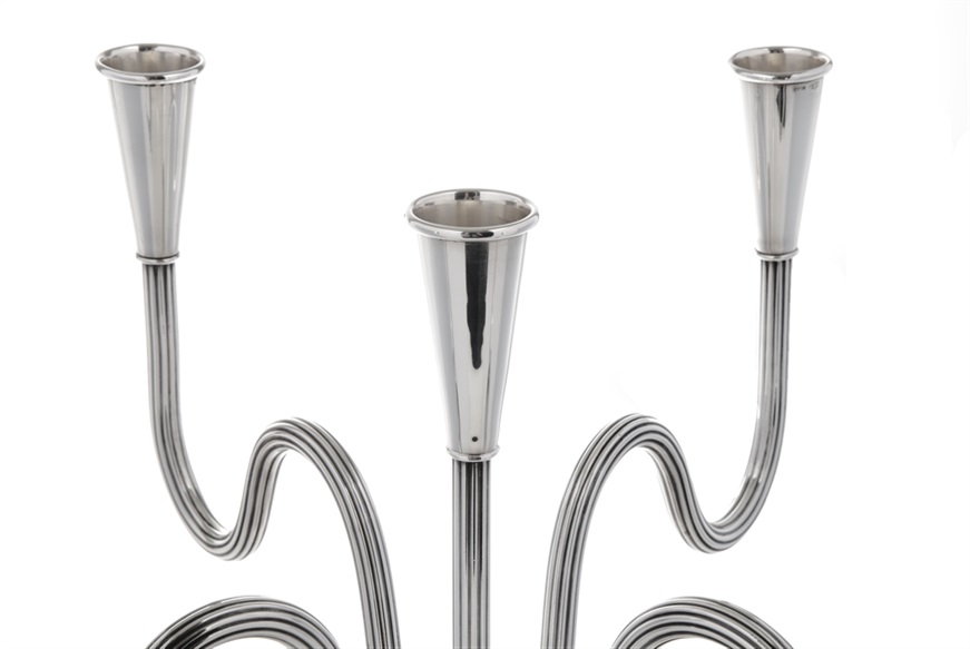 Candlestick silver modern five flames Selezione Zanolli