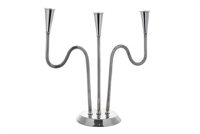 Candelabro Moderno argento tre fiamme