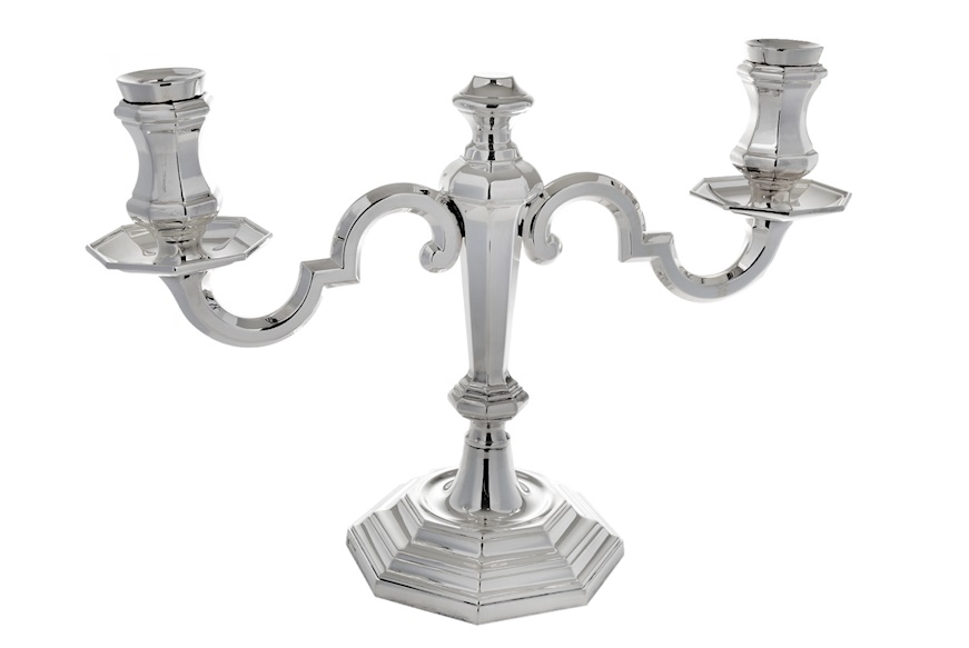 Candelabro Ottagonale argento a due fiamme Selezione Zanolli