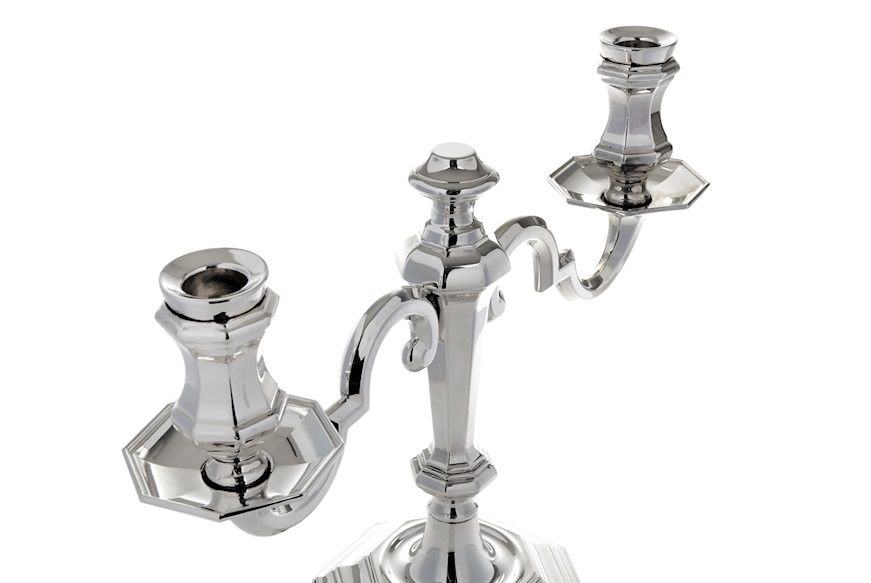 Candelabro Ottagonale argento a due fiamme Selezione Zanolli