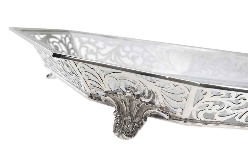 Tray silver octagonal pierced Selezione Zanolli