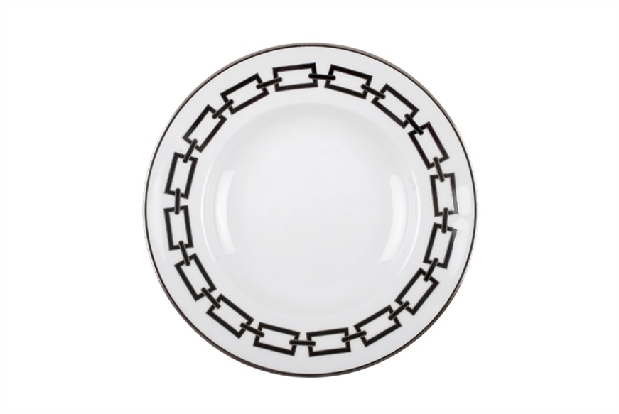 Soup plate Catene Nero porcelain Richard Ginori