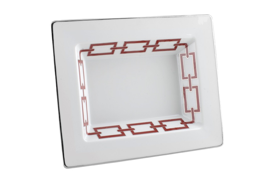 Valet tray Catene Scarlatto porcelain rectangular Richard Ginori