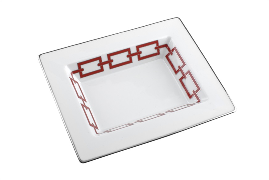 Valet tray Catene Scarlatto porcelain rectangular Richard Ginori