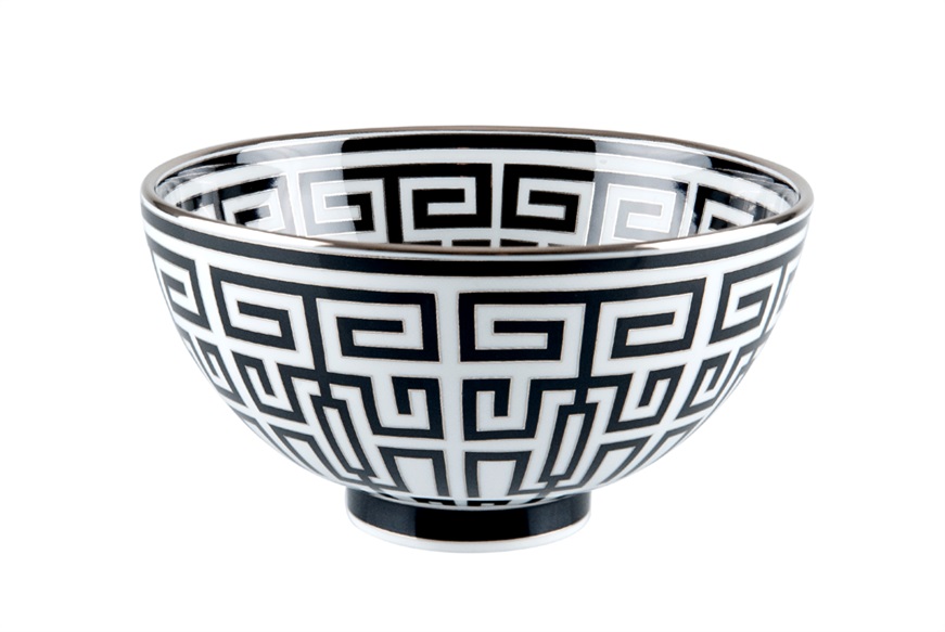 Round bowl Labirinto Nero porcelain Richard Ginori