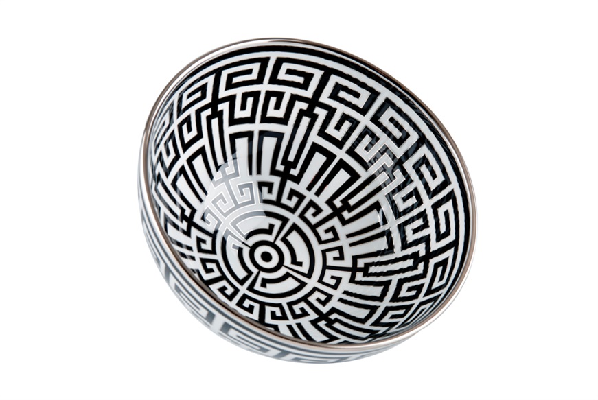 Round bowl Labirinto Nero porcelain Richard Ginori