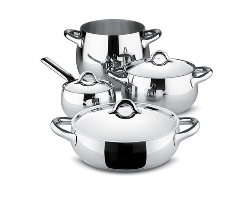 Pots set Mami steel 7 pieces Alessi