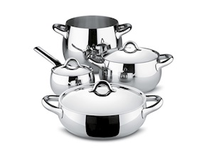 Pots set Mami steel 7 pieces Alessi