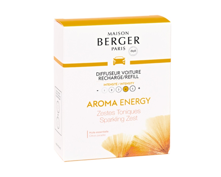 Ricarica diffusore auto Aroma Energy 2 pezzi alla fragranza Zestes Toniques Maison Berger Paris
