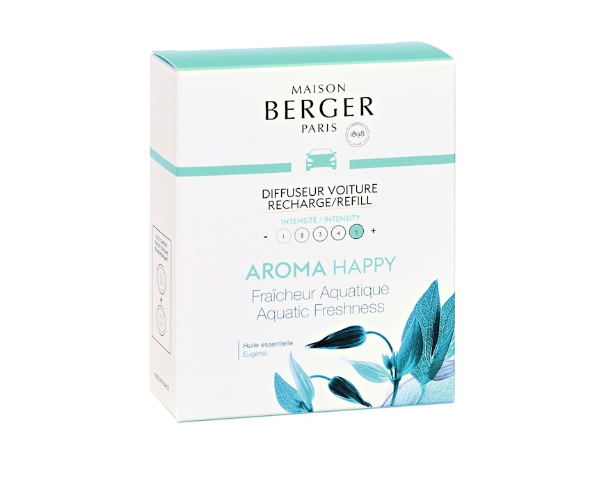 Ricarica diffusore auto Aroma Happy 2 pezzi alla fragranza Fraicheur Aquatique Maison Berger Paris