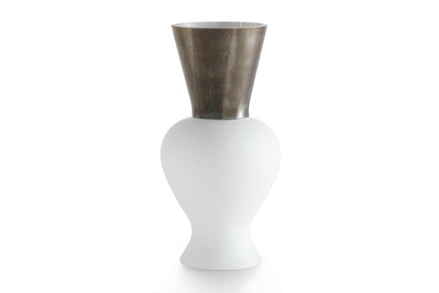 Vaso Re vetro di Murano lattimo Venini