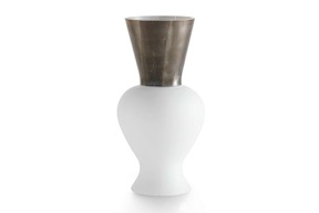 Vaso Re vetro di Murano lattimo Venini