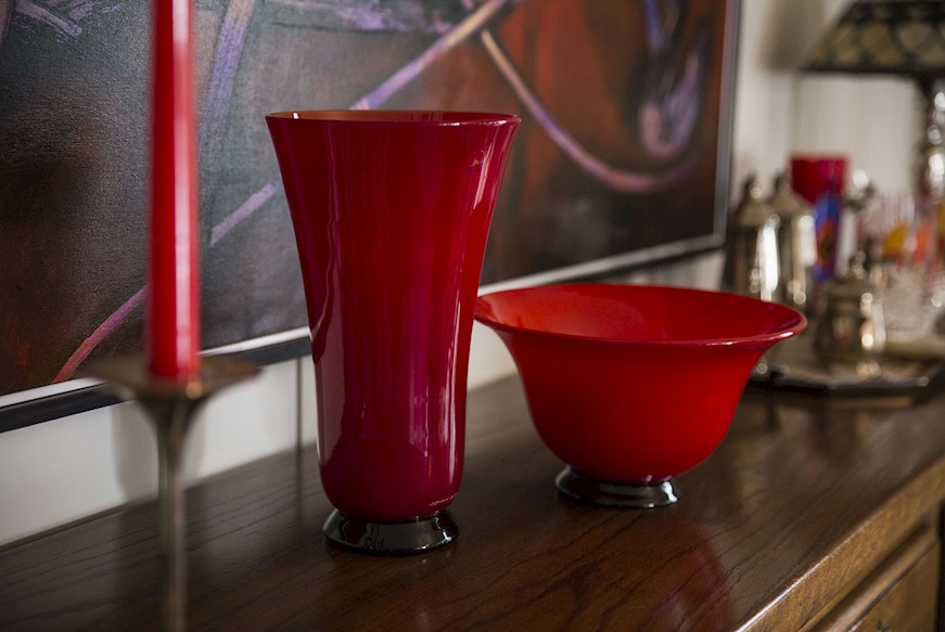 Vaso Anni Trenta vetro di Murano colore rosso Venini