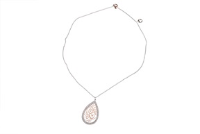 Collana argento con goccia rosè e zirconi bianchi