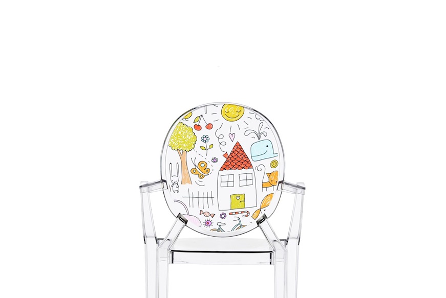 Sedia Lou Lou Ghost trasparente con casa Kartell