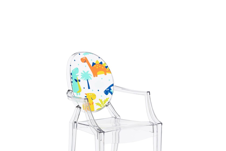 Sedia Lou Lou Ghost trasparente con dinosauri Kartell