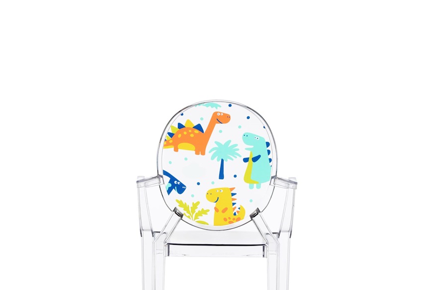 Sedia Lou Lou Ghost trasparente con dinosauri Kartell
