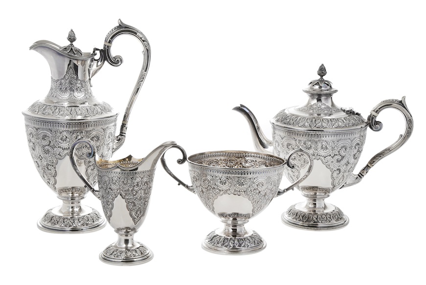 Servizio da caffè argento 2281 grammi Sheffield (GB) 1899-1900 Selezione Zanolli