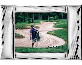 Cornice da parete e da appoggio argento pvd con decorazione a bande oblique Selezione Zanolli