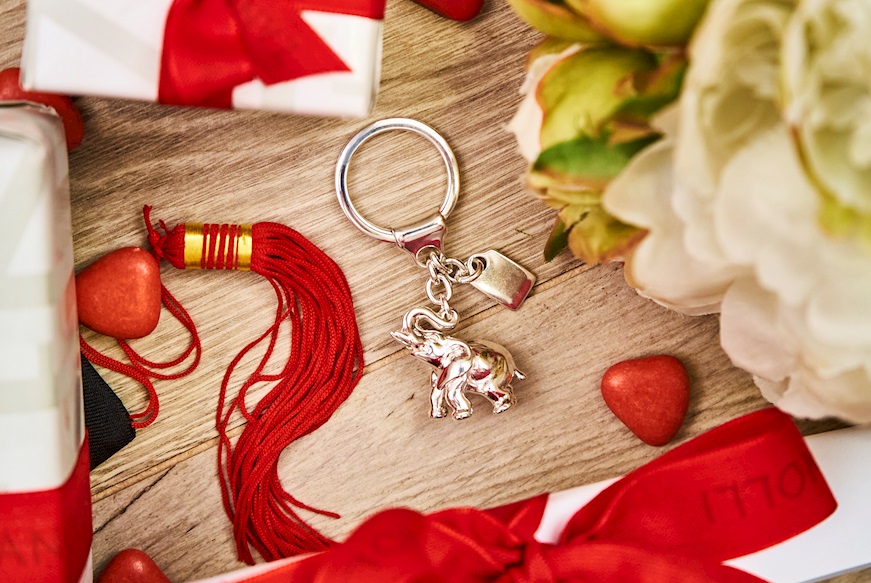 Keychain Elephant silver with plate Selezione Zanolli