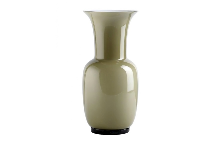 Vase Opalino Murano glass bamboo and milk white Venini