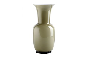 Vase Opalino Murano glass bamboo and milk white Venini