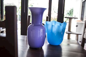 Vaso Opalino vetro di Murano indaco e lattimo