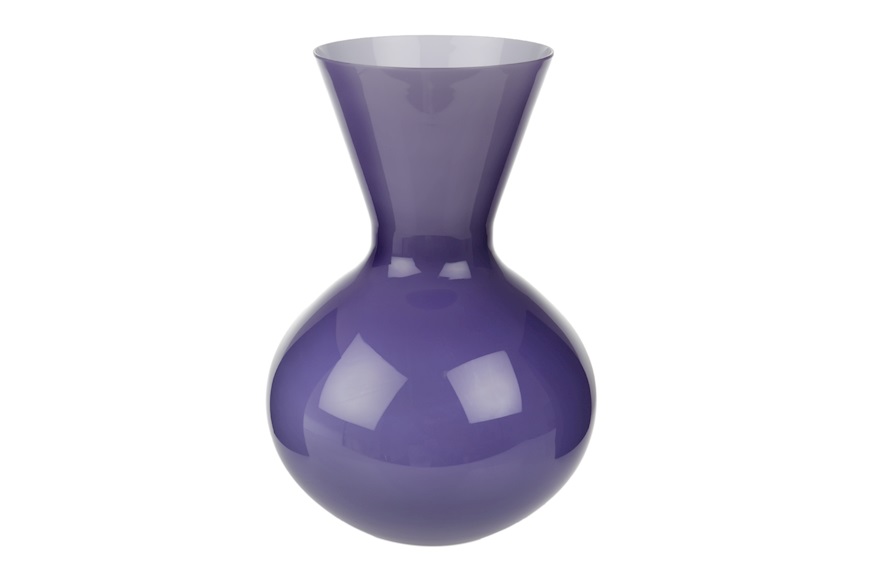 Vaso Idria vetro di Murano colore indaco e lattimo Venini