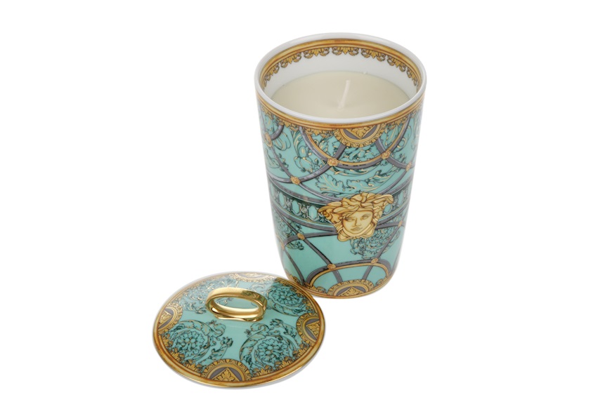 Candle holder vase La scala del Palazzo porcelain green Versace