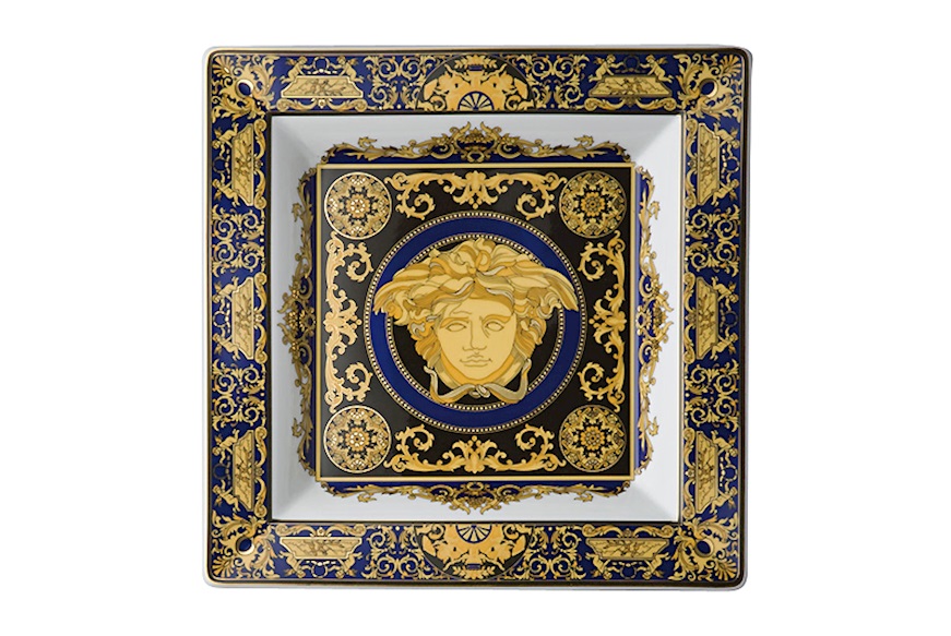 Coppa quadra Medusa Blue porcellana Versace