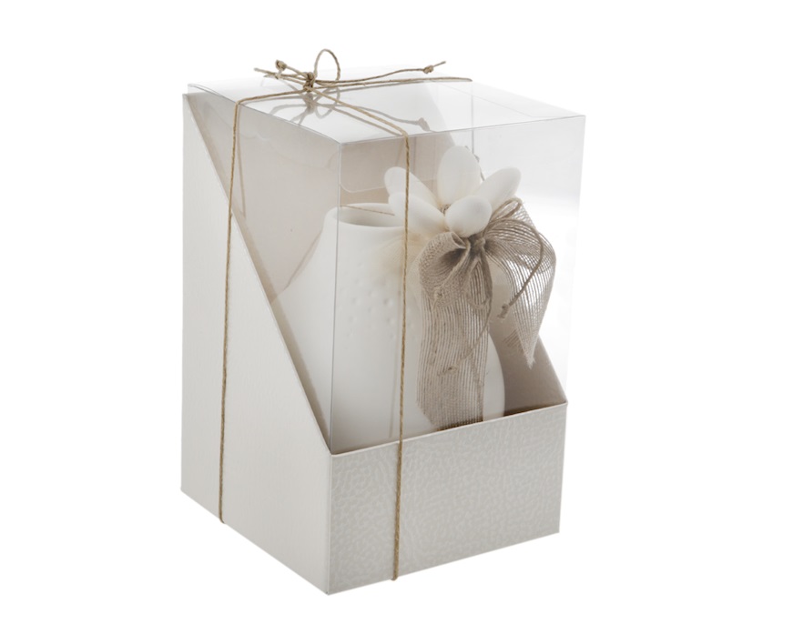 Scatola per bomboniera Duo Pelle bianco 11 x 11 x h16,5 Selezione Zanolli