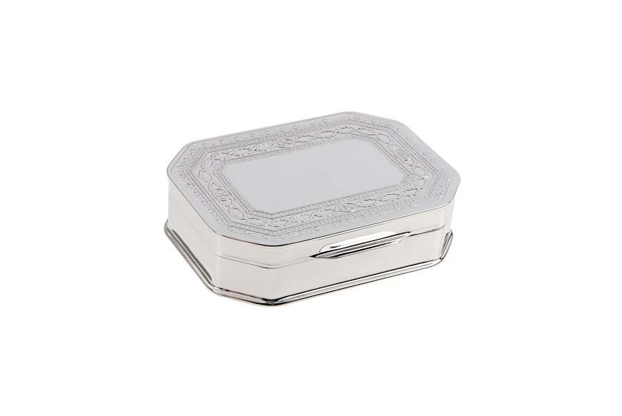 Octagonal pill box silver with engraving Selezione Zanolli