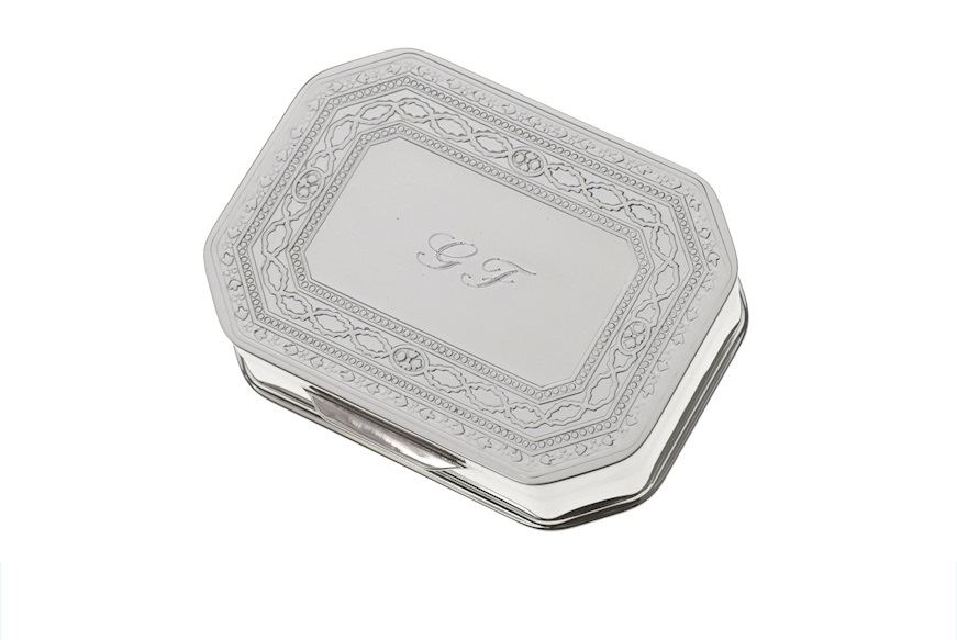 Octagonal pill box silver with engraving Selezione Zanolli