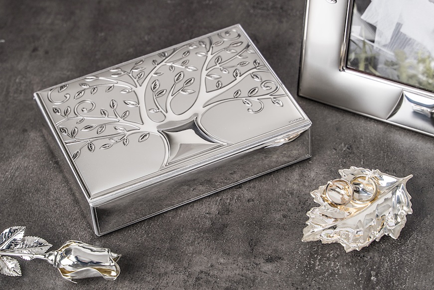 Box Tree of Life bilaminated Silver and white wood Selezione Zanolli