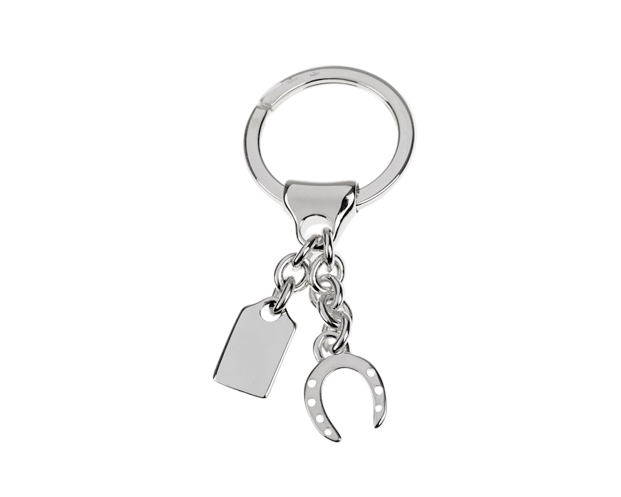 Portachiavi Ferro di cavallo argento con piastrina Selezione Zanolli