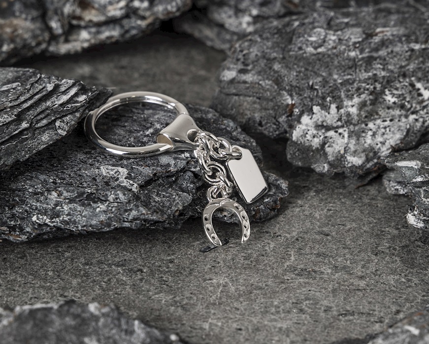 Portachiavi Ferro di cavallo argento con piastrina Selezione Zanolli