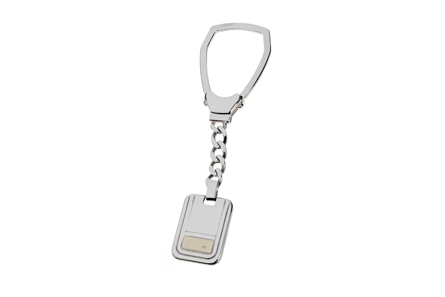Keychain silver with rectangular plate and gold inlay Selezione Zanolli