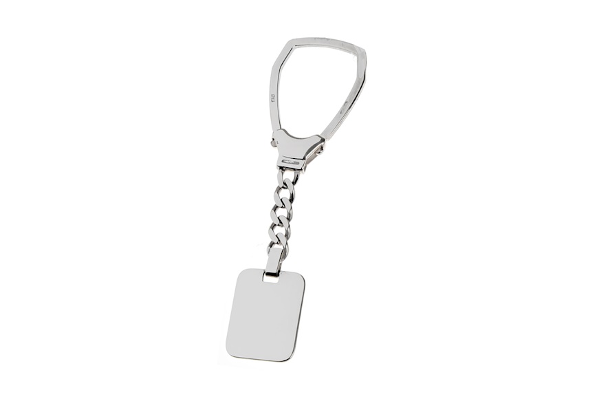 Keychain silver with rectangular plate and gold inlay Selezione Zanolli