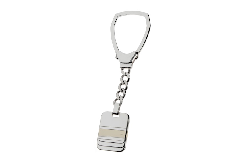 Keychain silver with rectangular plate and gold band Selezione Zanolli