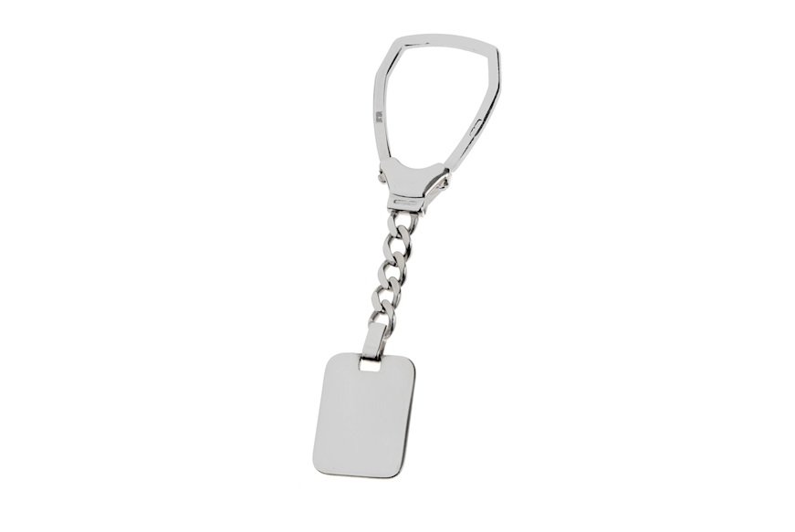 Keychain silver with rectangular plate and gold band Selezione Zanolli